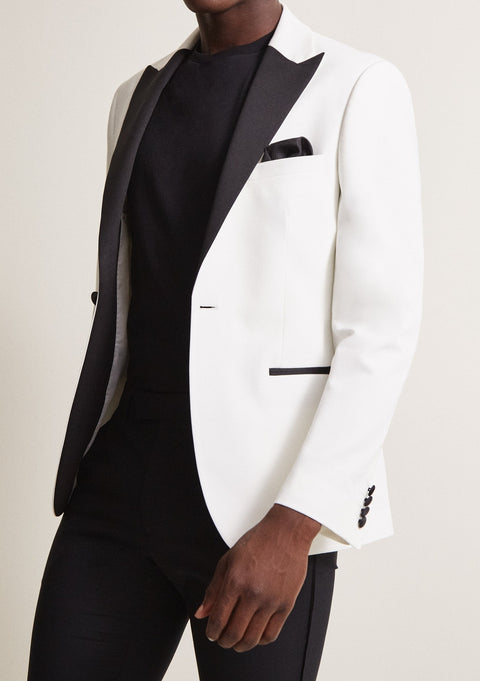 Slim Fit White & Black Lapel Jacket