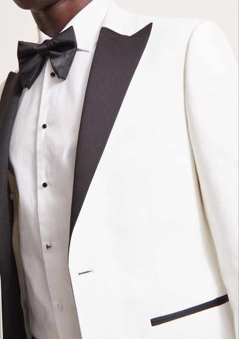 Slim Fit White & Black Lapel Jacket