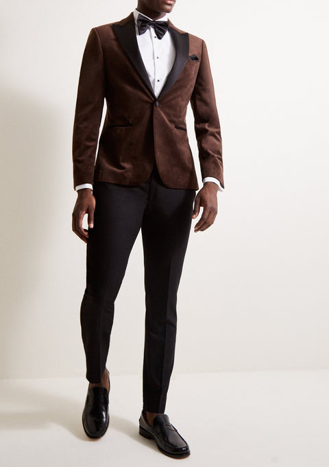 Slim Fit Brown Velvet Tuxedo Blazer