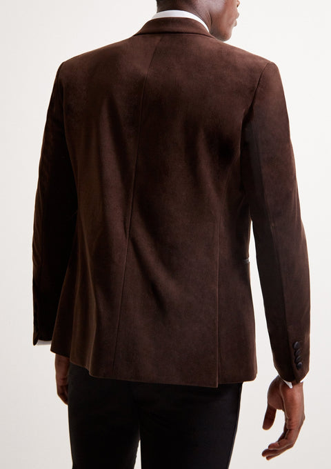 Slim Fit Brown Velvet Tuxedo Blazer
