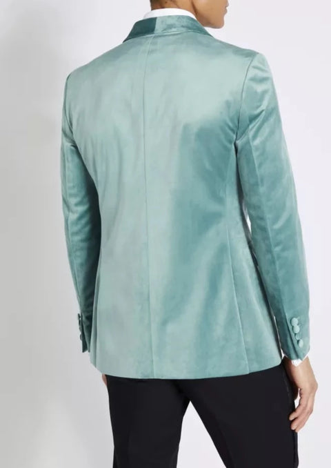 Slim Fit Light Blue Velvet Tuxedo Suit Jacket