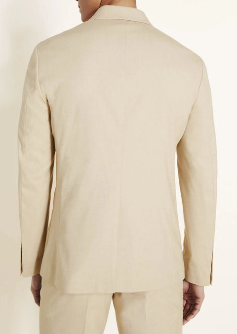 Slim Fit Beige Double Breasted Blazer Suit