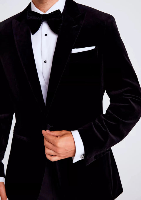 Tailored Fit Black Velvet Tuxedo Jacket