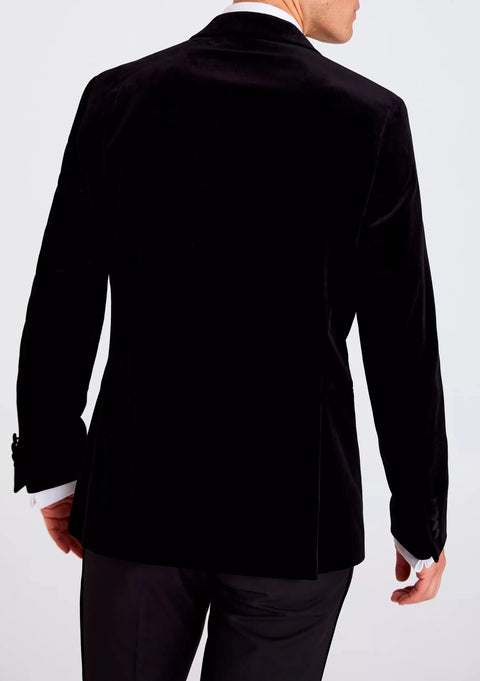 Tailored Fit Black Velvet Tuxedo Jacket