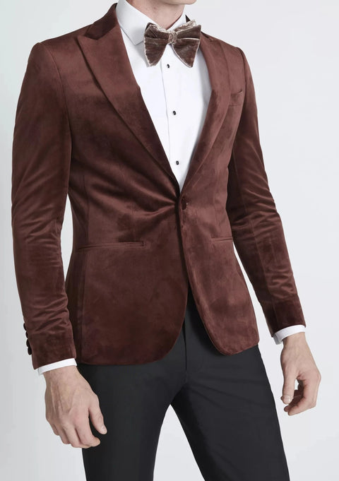 Slim Fit Plum Velvet Tuxedo Blazer