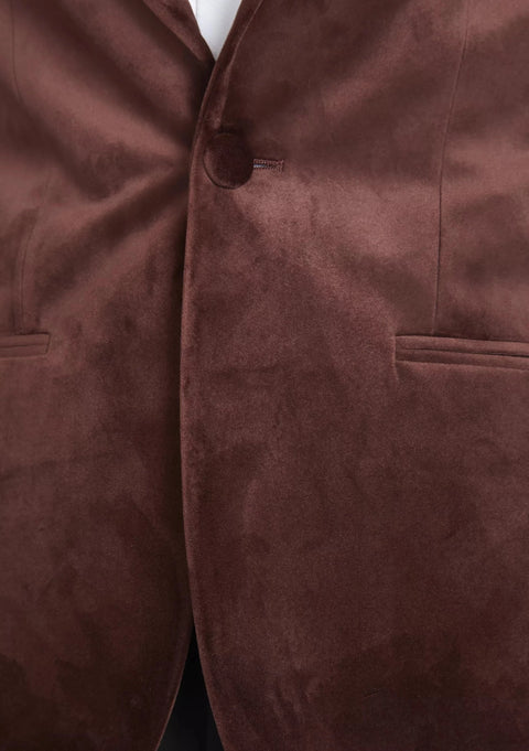 Slim Fit Plum Velvet Tuxedo Blazer