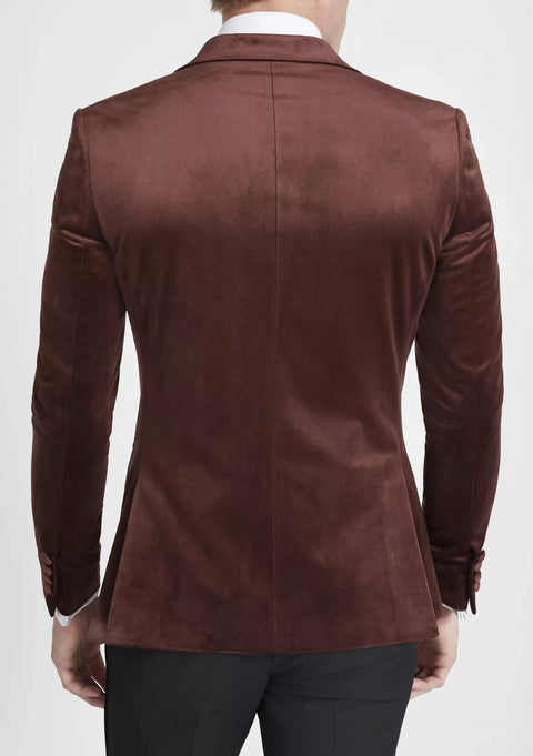 Slim Fit Plum Velvet Tuxedo Blazer