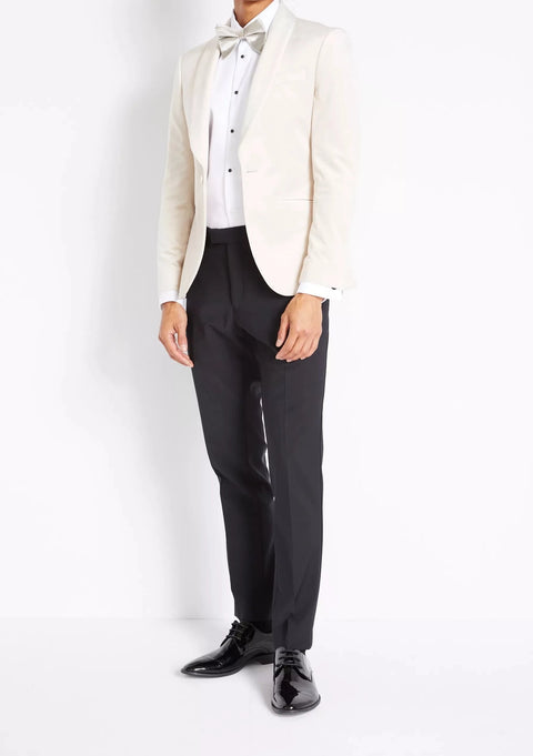 Slim Fit White Velvet Tuxedo Jacket