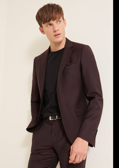 Slim Fit Burgundy Suit