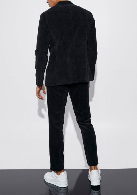 Black Single Breasted Corduroy Suit Jacket