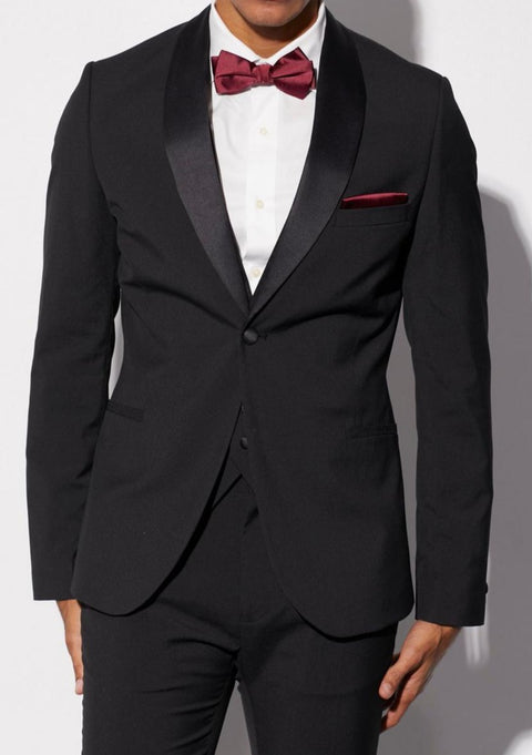 Black Slim Fit Tuxedo Single Breasted Blazer Suit