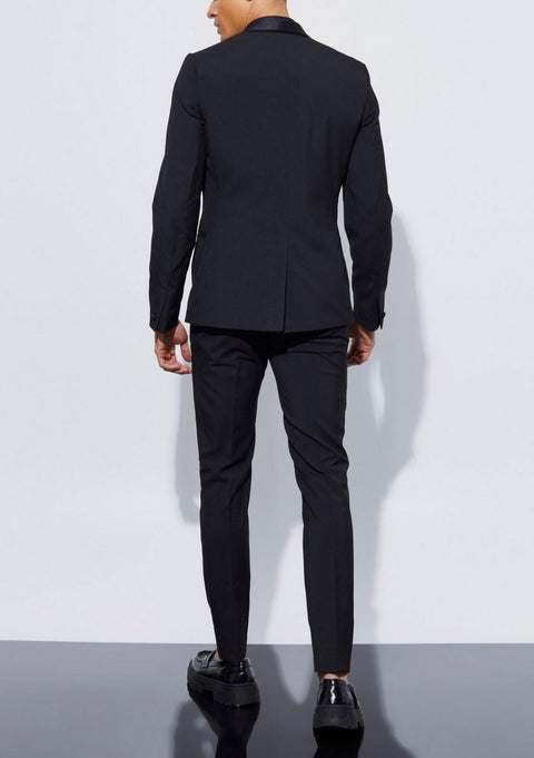 Black Square Lapel Tuxedo Jacket Suit