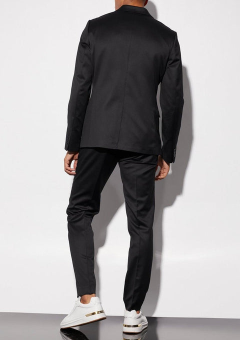 Black Double Breasted Satin Blazer Suit