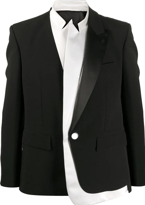 Black white layered long-sleeve blazer