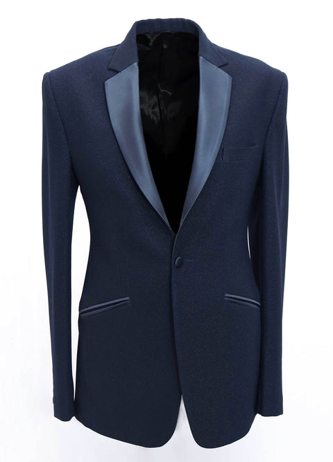 Navy Blue Prom Tuxedo Blazer with Blue Satin Lapel Tumuh