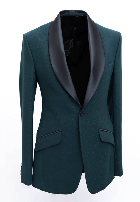 Shawl Collar Prom Tuxedo Blazer in Green Tumuh