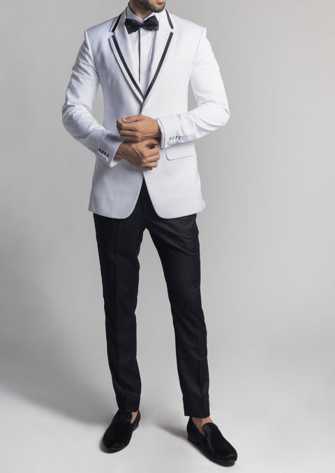 Tailored Fit White Wedding Tuxedo Suit