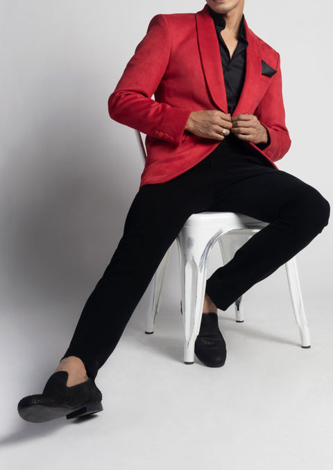 Wedding Red Velvet Tuxedo Suit Jacket