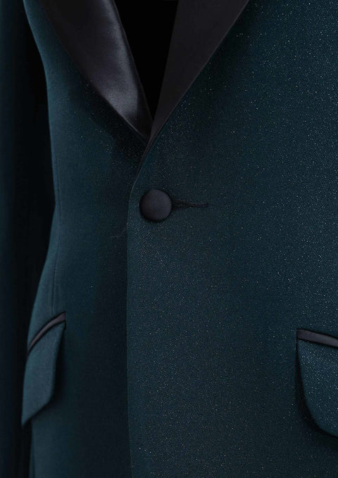 Shawl Collar Prom Tuxedo Blazer in Green Tumuh