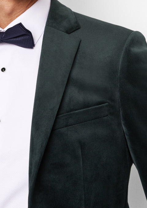 Slim Fit Green Velvet Dress Jacket
