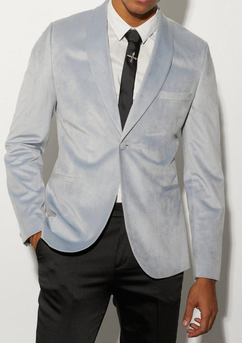 Slim Velour Grey Blazer