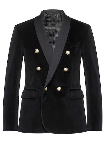 Black Velvet Double Breasted Tuxedo - Main Image
