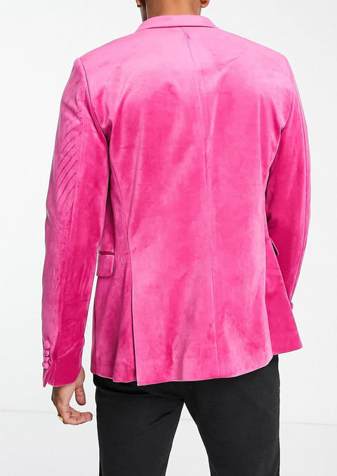 Pink Velvet Double Breasted Blazer