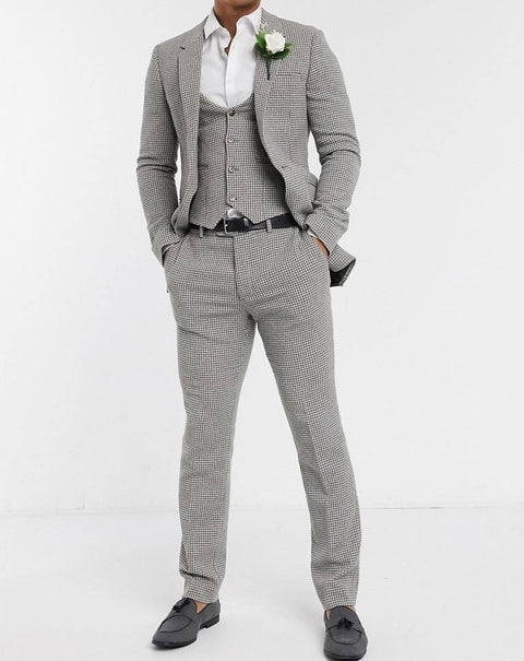 Checkered Wedding slim suit