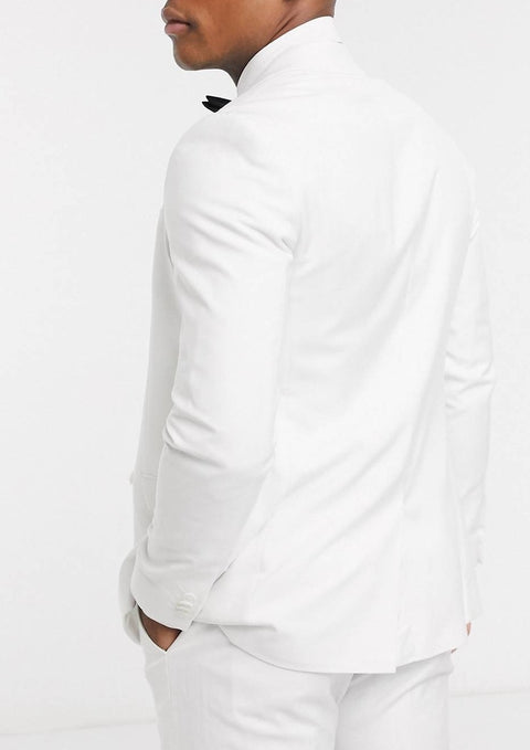 White Double Breasted Slim Fit Suit / Blazer