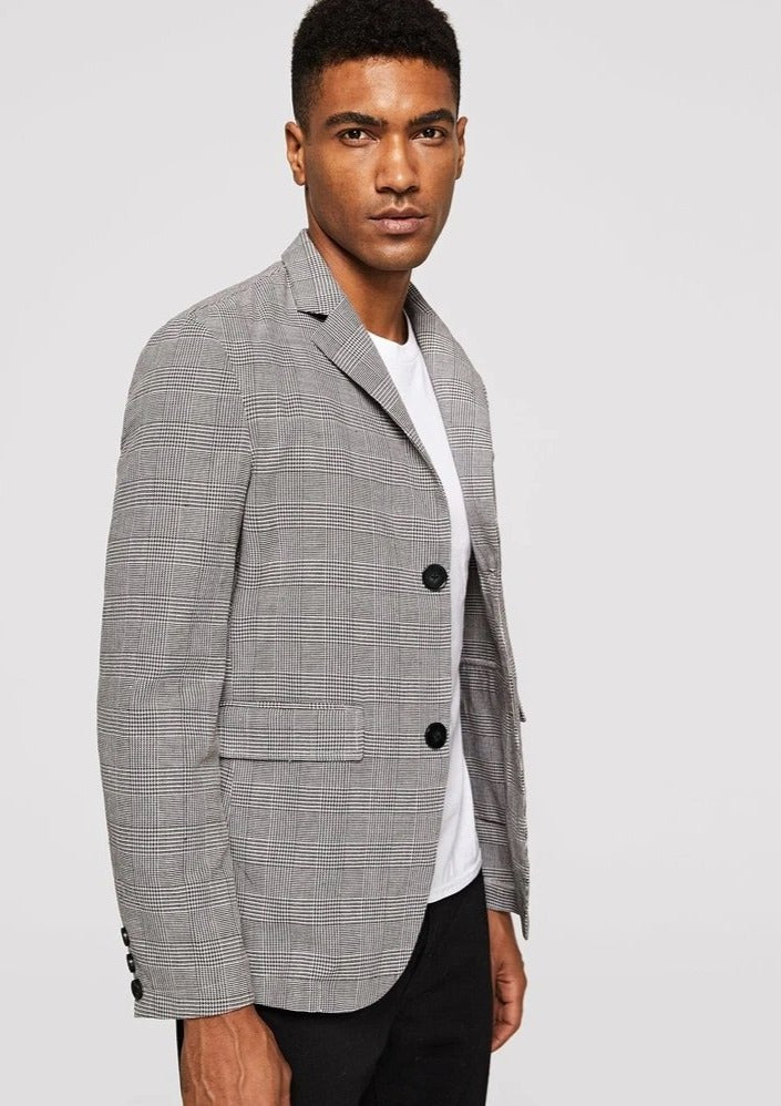 Grey Check Blazer Light Grey Prince Of Wales Check Blazer New Look