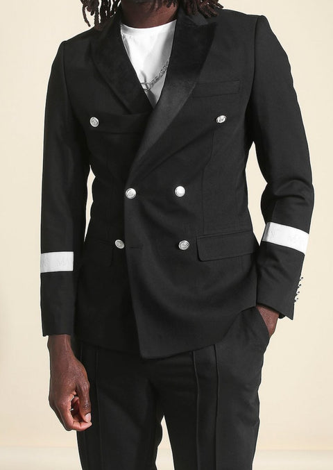 Black Double Breasted Strap Blazer/Suit