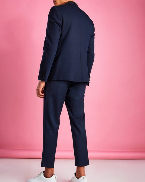 Slim fit navy tuxedo blazer