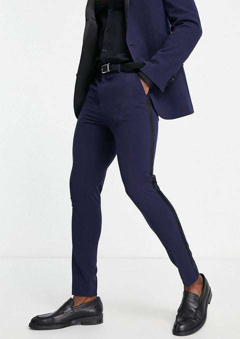 Peak Lapel Navy Blue Tuxedo Suit