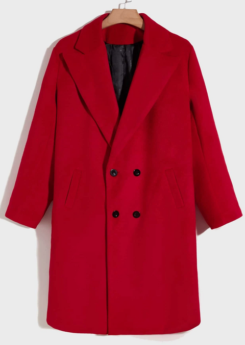 Red Double Breasted Overcoat