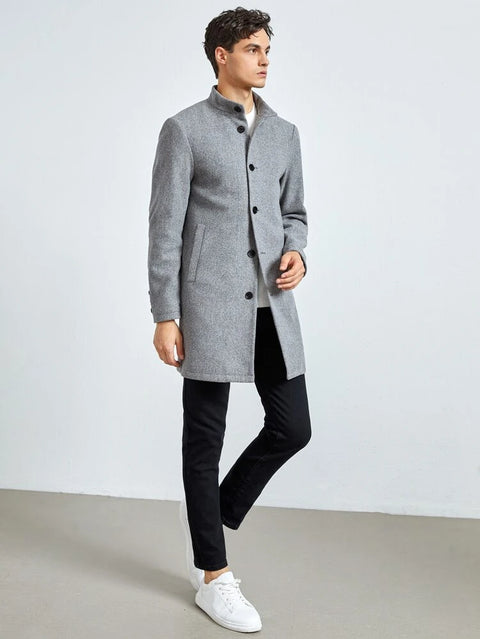 Slim Fit Grey Overcoat Jacket