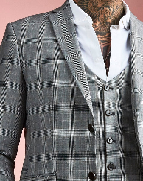 Slim fit smart check suit jacket