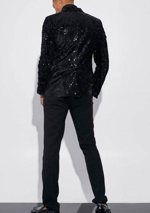 Black Party Wear Sequin Blazer