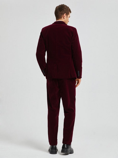 Burgundy velvet double breasted suit