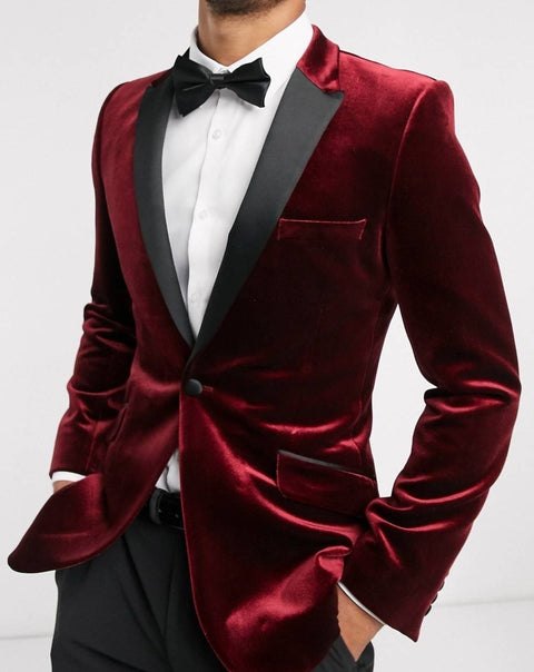 Wedding Burgundy Tuxedo Blazer