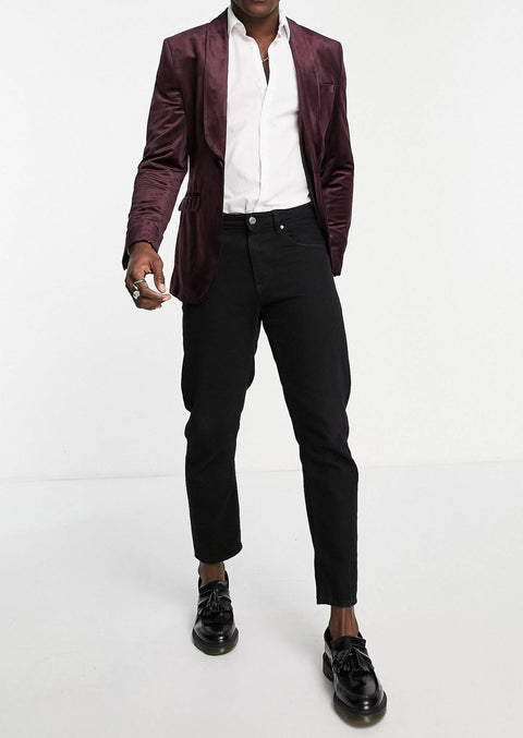Burgundy Shawl Collar Blazer