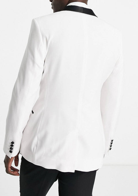 White Shawl Lapel Tuxedo Blazer