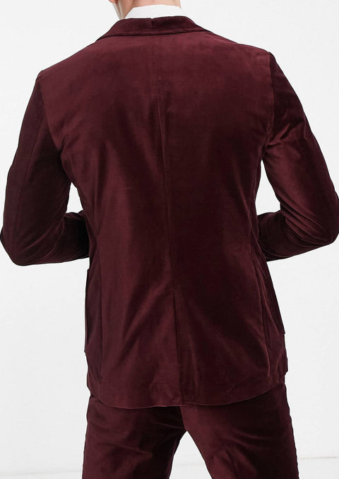 Burgundy Velvet Blazer Suit
