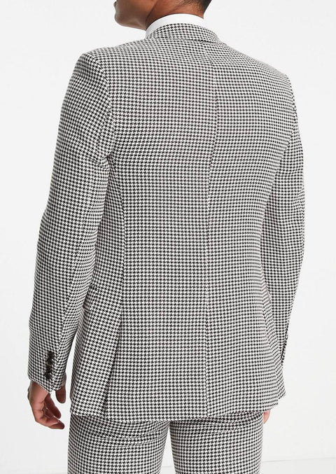 Checkered Dogtooth Slim Fit Suit for Wedding