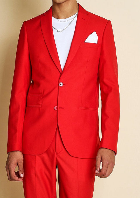 Slim Red Notch Lapel Suit