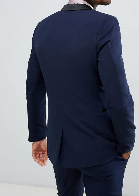Blue Notch Lapel Tuxedo Blazer Suit
