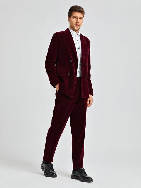 Burgundy velvet double breasted suit