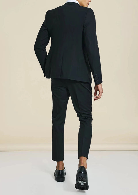 Skinny Fit Black Double Breasted Blazer Suit