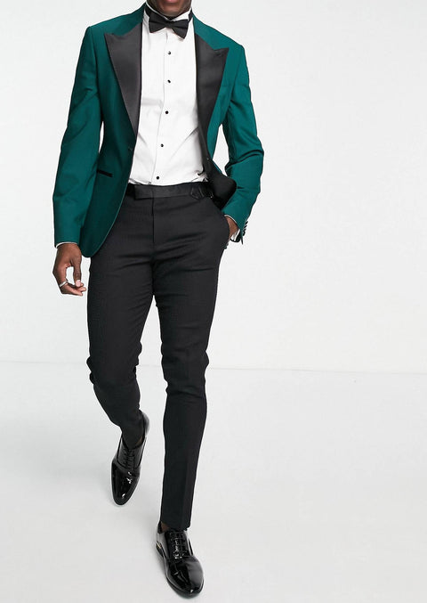 Green Peak Lapel Single Breasted Tuxedo