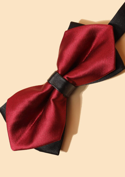 Burgundy two layered bow tie
