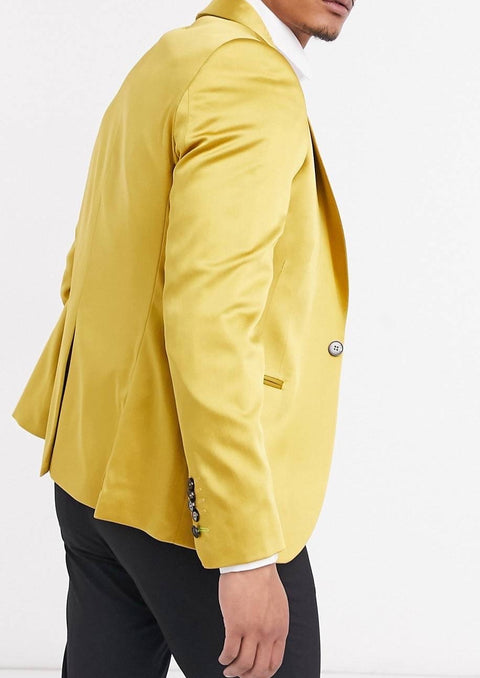 Yellow Shawl Collar Tuxedo Blazer